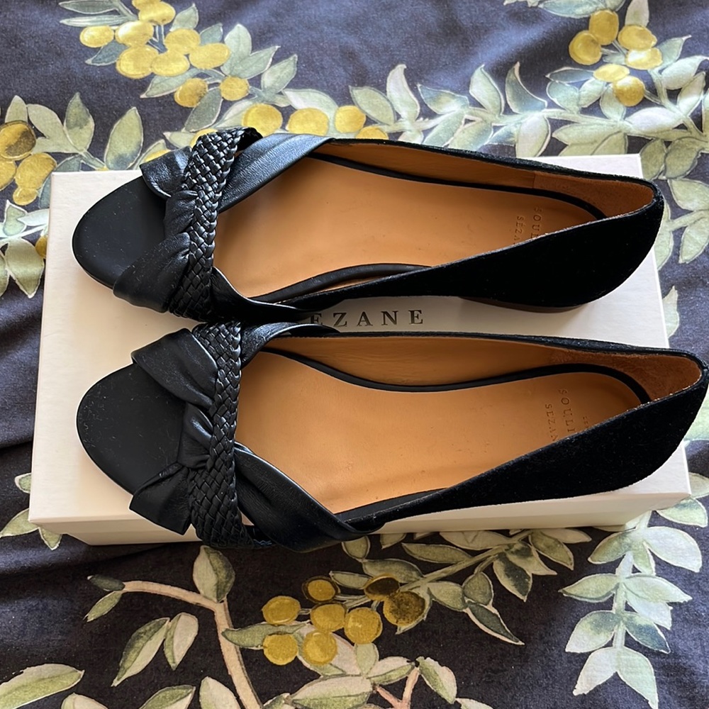 NWOT Sezane Romane peep toe flats size 39/ US 8